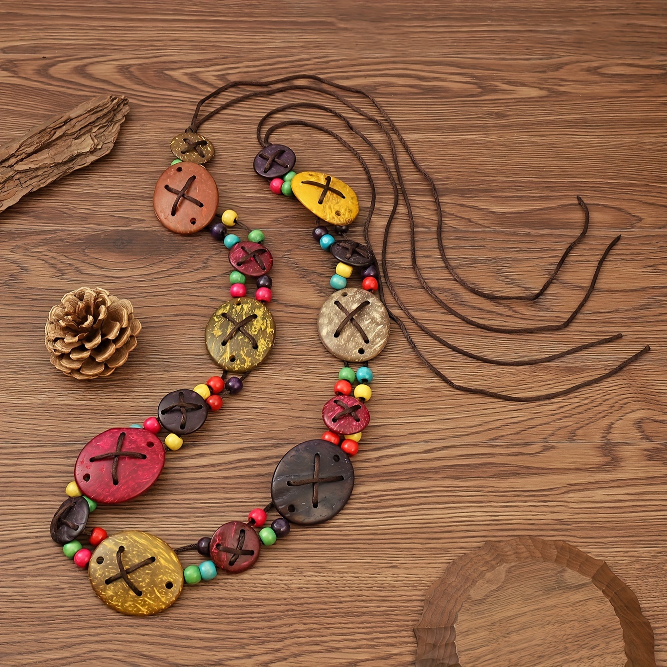 Image of 2026 New Bohemian Western Retro Ethnic Style -match Handmade Colored Coconut Shell Belt