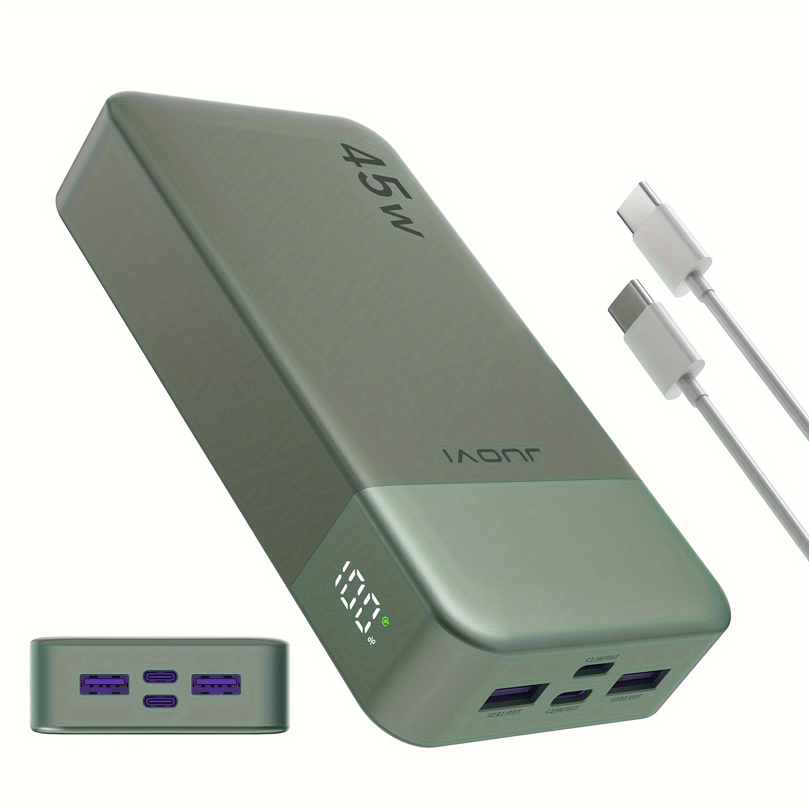 TEMU Juovi 20000mah High Capacity Long Life Bar Fast Charging Bank, 45w Lightning Charging, With Small Current Mode Used For Watches Such As Watch