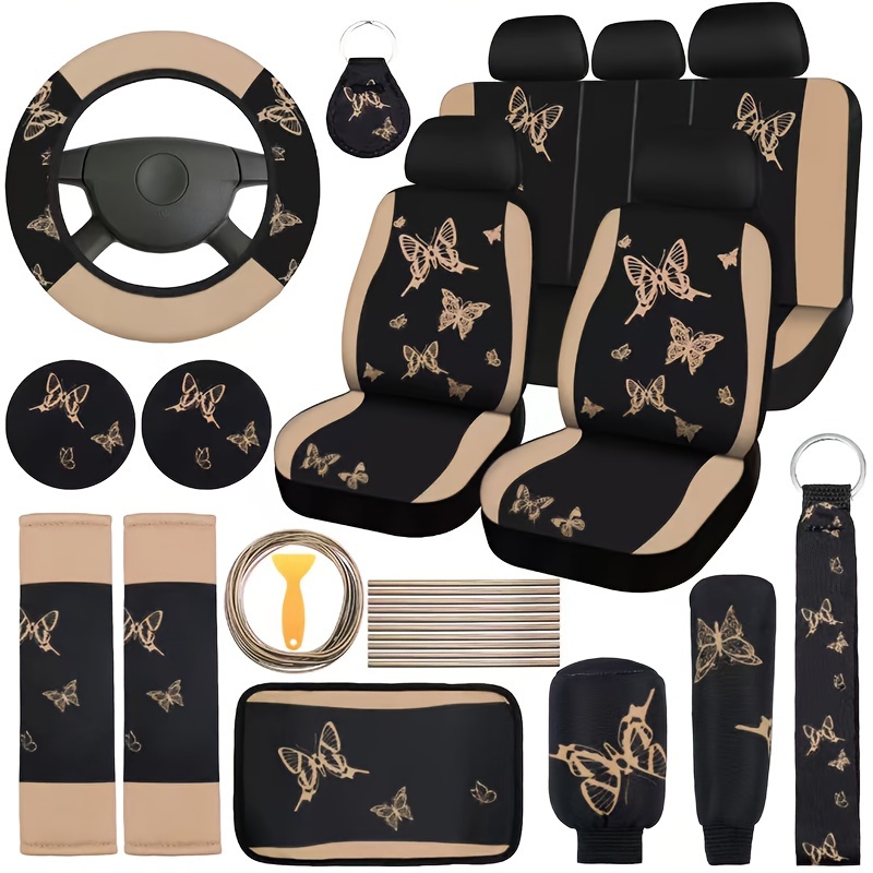 41pcs Car Accessories Set Fashionable Auto Decor Kit Covers Breathable Durable Fabric All Weather Protection Easy To For Stylish Women