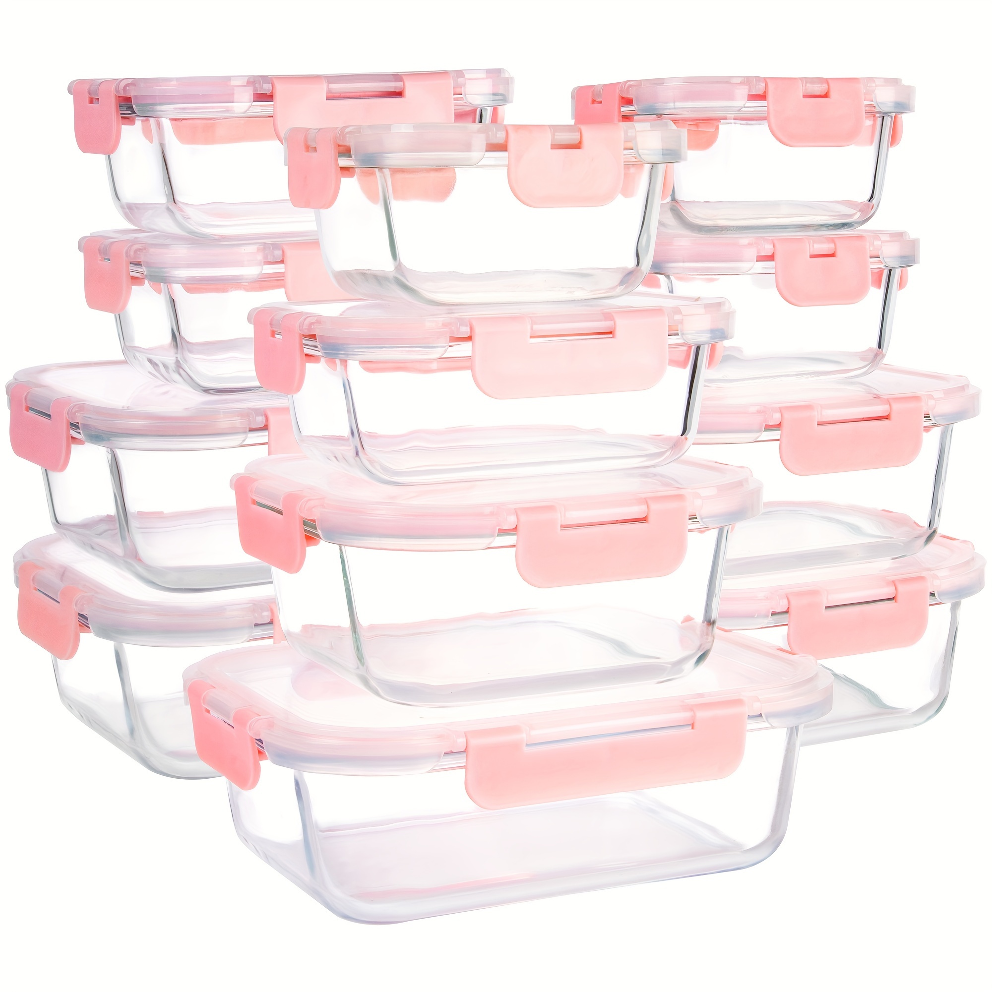 

[12-pack] High Borosilicate Glass Meal Prep Containers Set, Food Storage Containers With Airtight Lids, For Home Kitchen Office Lunch Portion Control