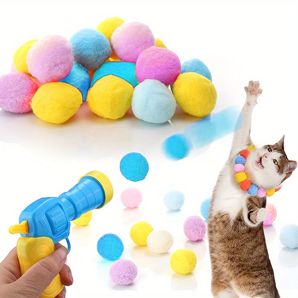 

Cartoon Pattern Plush Ball Launcher Toy, Interactive Training Cat Toy, Creative Mini Game Elastic Plush Ball Toy, Cat Supplies, Pet Accessories, With Static Clamping, No Battery Required