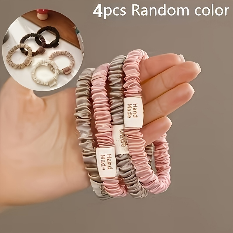 TEMU 4pcs Random Color Women's Anti-slip Cuffs, Multifunctional Polyester Wristbands And Shirt Suit Ties, Reusable High Elastic Hair Tie Ponytail