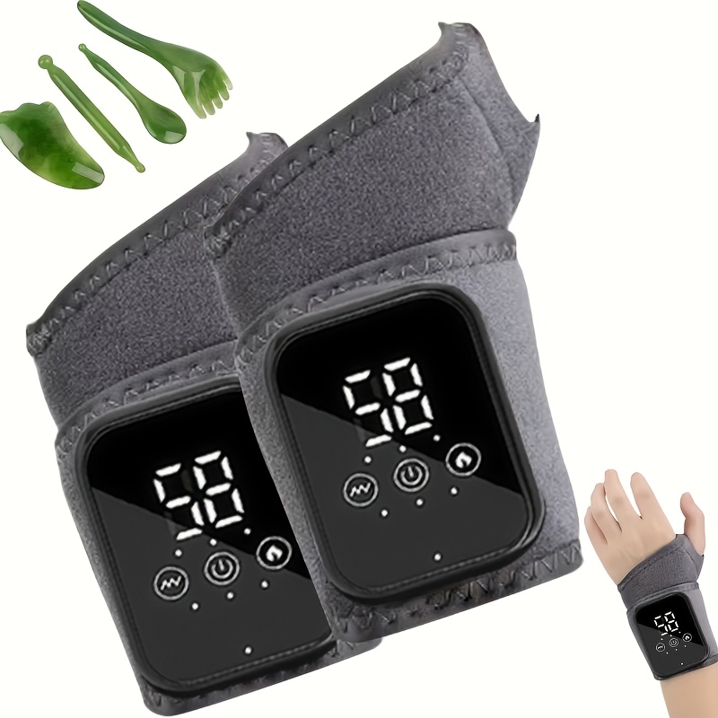TEMU Dual Motor Electric Wrist Massager & Heating Pad With Usb- Heating (up To 36v) & Vibration , Portable Wrist Guard For, - Unisex For Men/women,