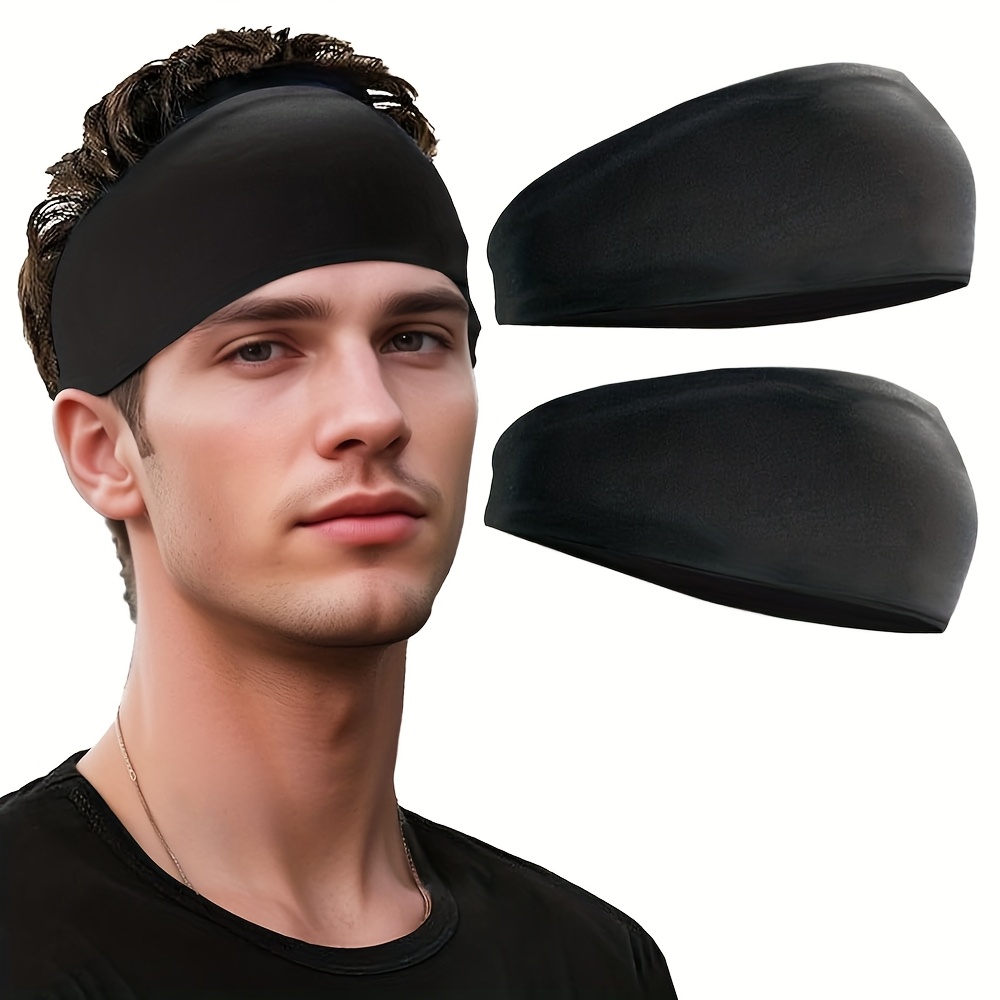 TEMU Men's Sports Headbands (2 Pack), Moisture Wicking Workout Headband, Sweatband Headbands For Running, Cycling, Football, Yoga, Hairband For Women