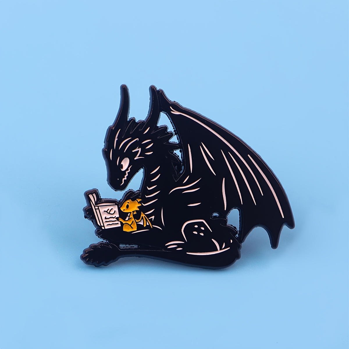 Image of Dragon Reading Book Lover Cartoon Lapel Pins Enamel Pin For Backpacks Briefcase Badges Brooch For Clothes Accessories Fashion Gifts 1pc