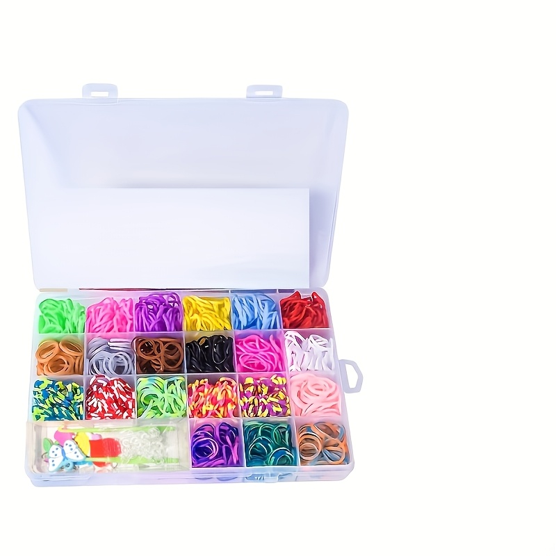 1300pcs+box 24grid/set Rubber Band Loom Kit For Bracelets Jewelry Making Kits, Bracelet Making Set Loom Bands No Glue