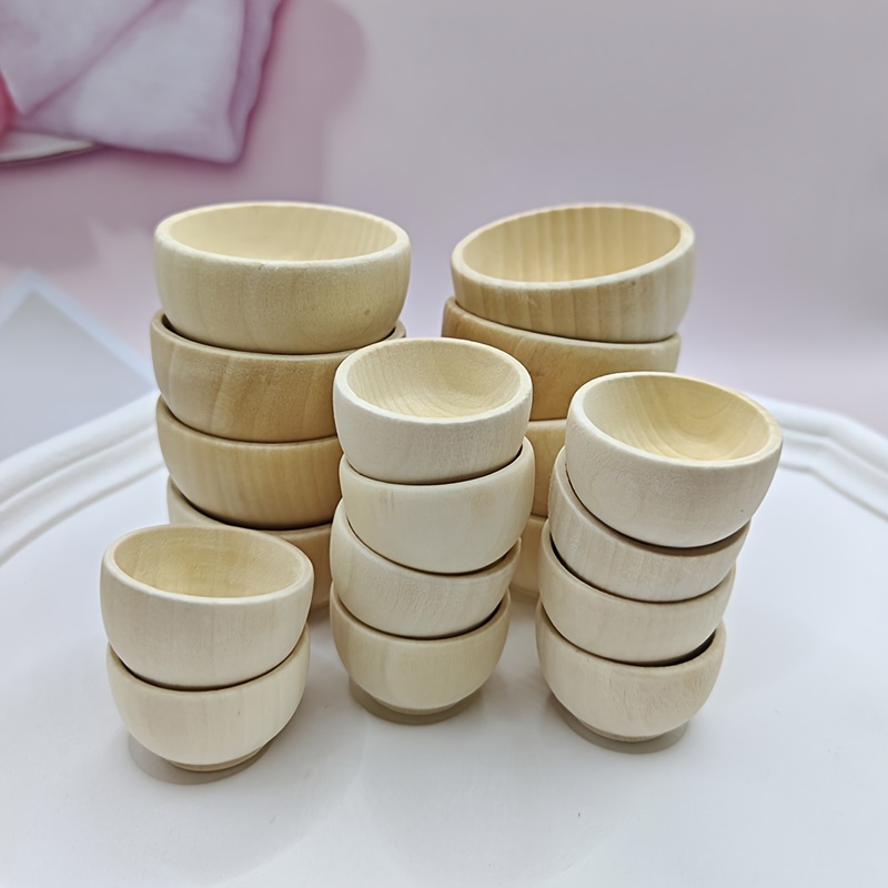 

Set Of Natural Unfinished Wooden Bowls, Round Wood Craft Bowls For Diy Crafts, Jewelry Making Tools, And Personalized Decorative Display Pieces