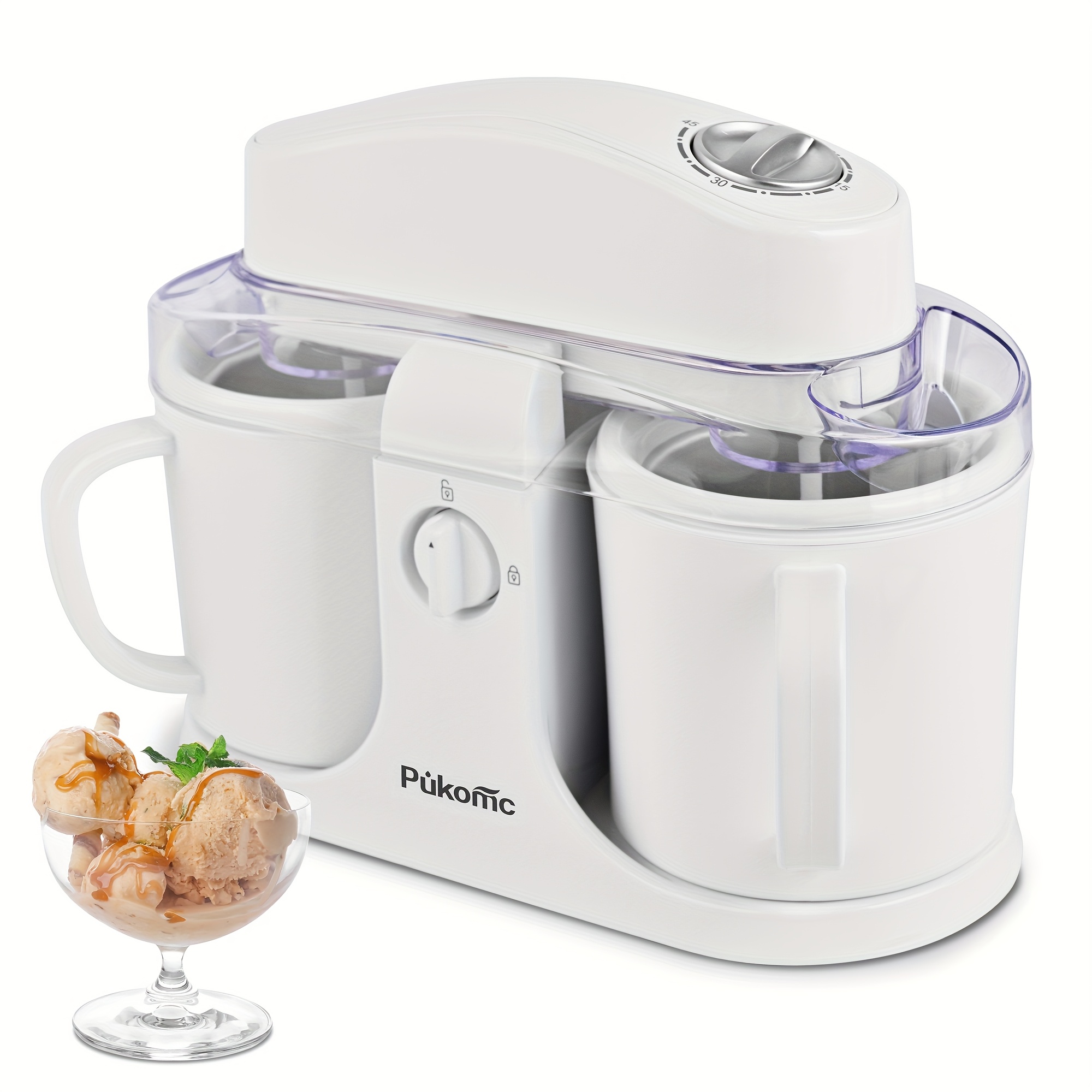 TEMU Small Automatic Ice Cream Maker For Home Use, Make Healthy And , , Yogurt, Separated Design For , 2 Flavors , Must Have Ice Cream Maker In Summer!