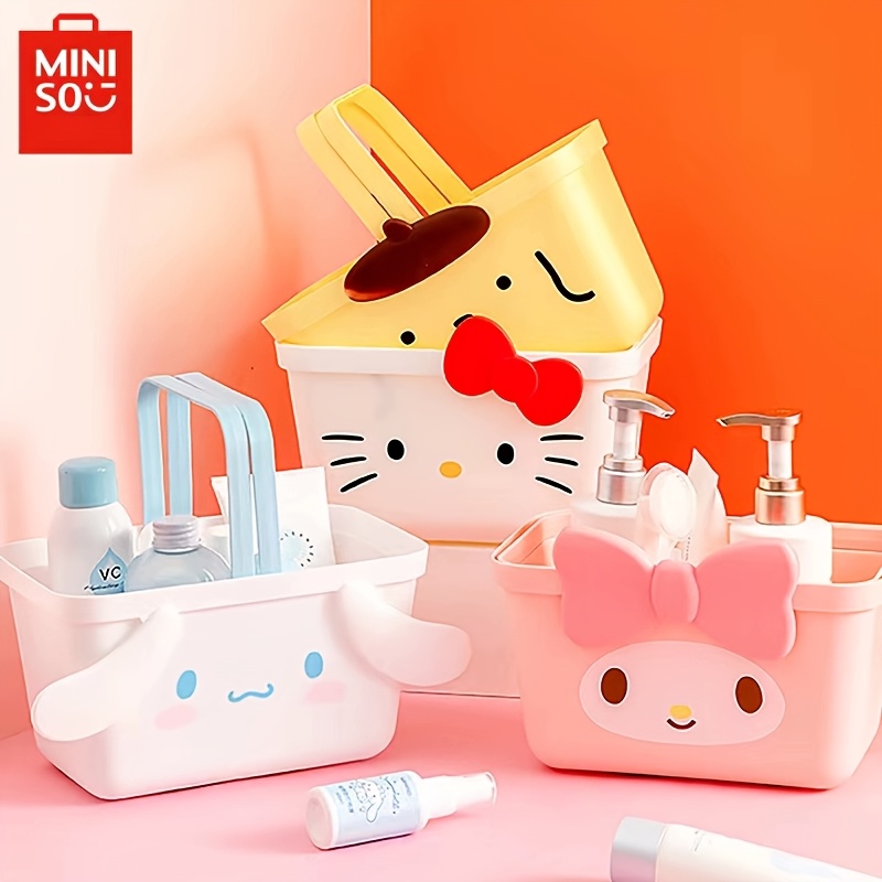 

Miniso Sanrio Plastic Carrying Basket - Melody, Pom Pom , Cinnamoroll Design For Shopping, Home, Office, Or Travel, Shelf Baskets