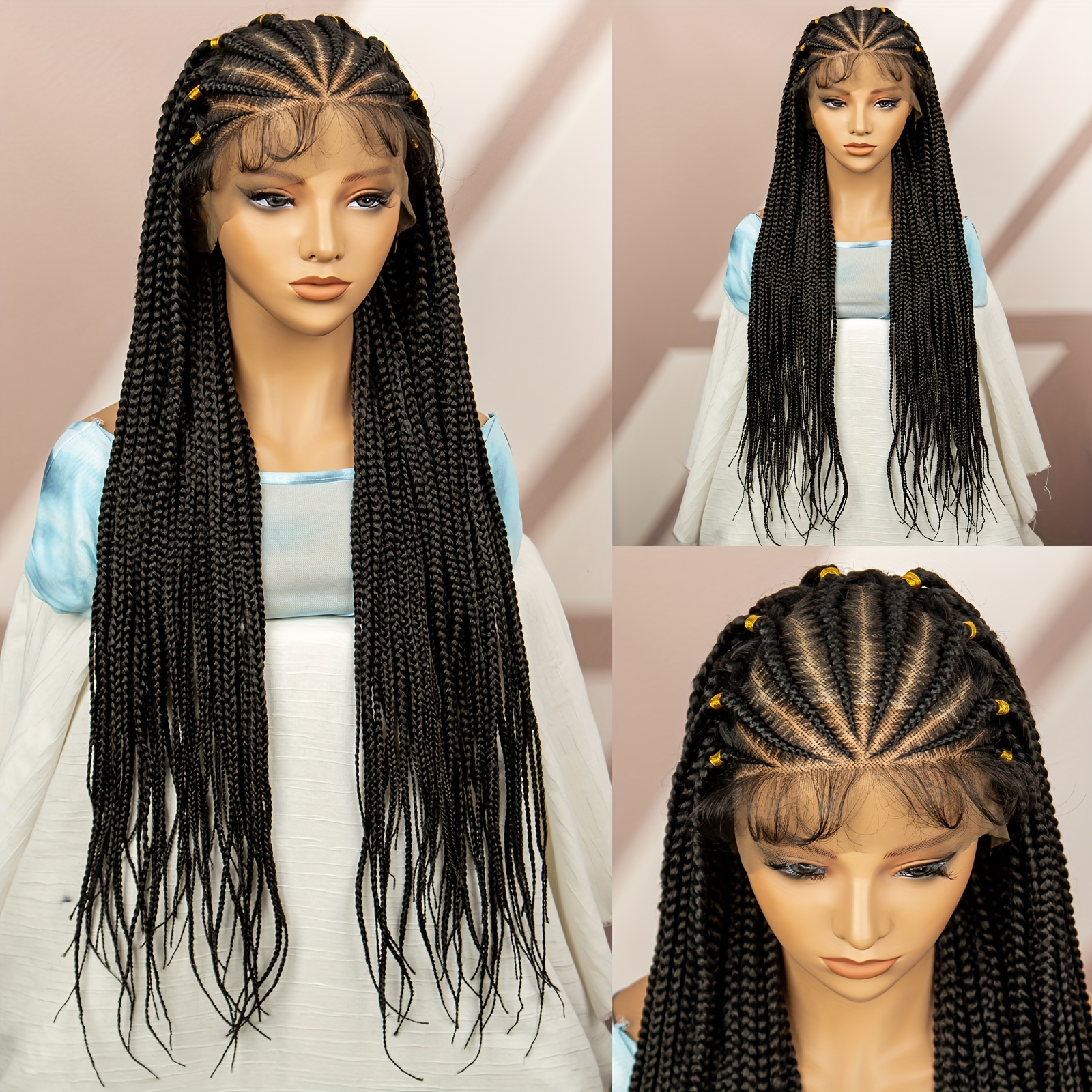 

Lace Synthetic Braided Wig With 13x6 Lace Area - African Braids Style - 150% Density - Suitable For All Ethnicities