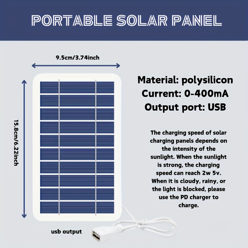 2 in 1 solar charger set   solar panel 6a type c cable outdoor camping emergency equipment Product details 2