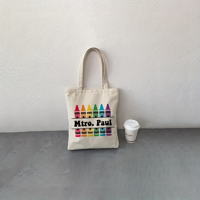 1pc Personalized Teacher Tote Bag Shoulder Bag for Women's Reusable  Bag, Best Gift for her, Trendy Folding Shoulder Bag Gift for Teachers