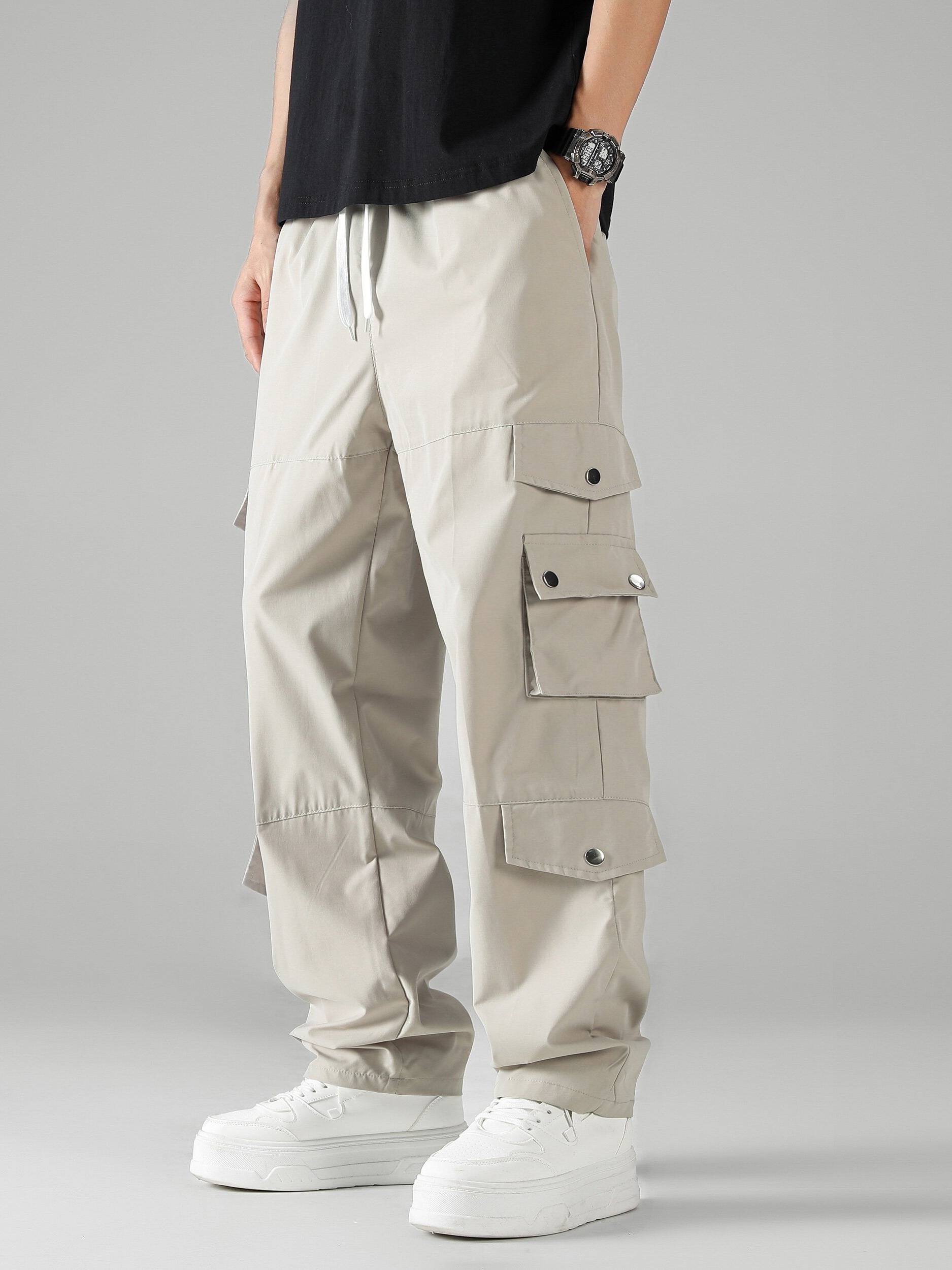 Pantalones Cargo Casuales para Hombre con Diseño de Múltiples Bolsillos, Tejido de Secado Rápido y Cierre de Botón - Pantalones Todo-Tiempo para Exteriores, Callejeros y Motociclismo para Hombres, Pantalones Ajustados para Todas las Estaciones | Pantalones Cómodos | Pantalones Cargo Elegantes, Pantalones de Moto