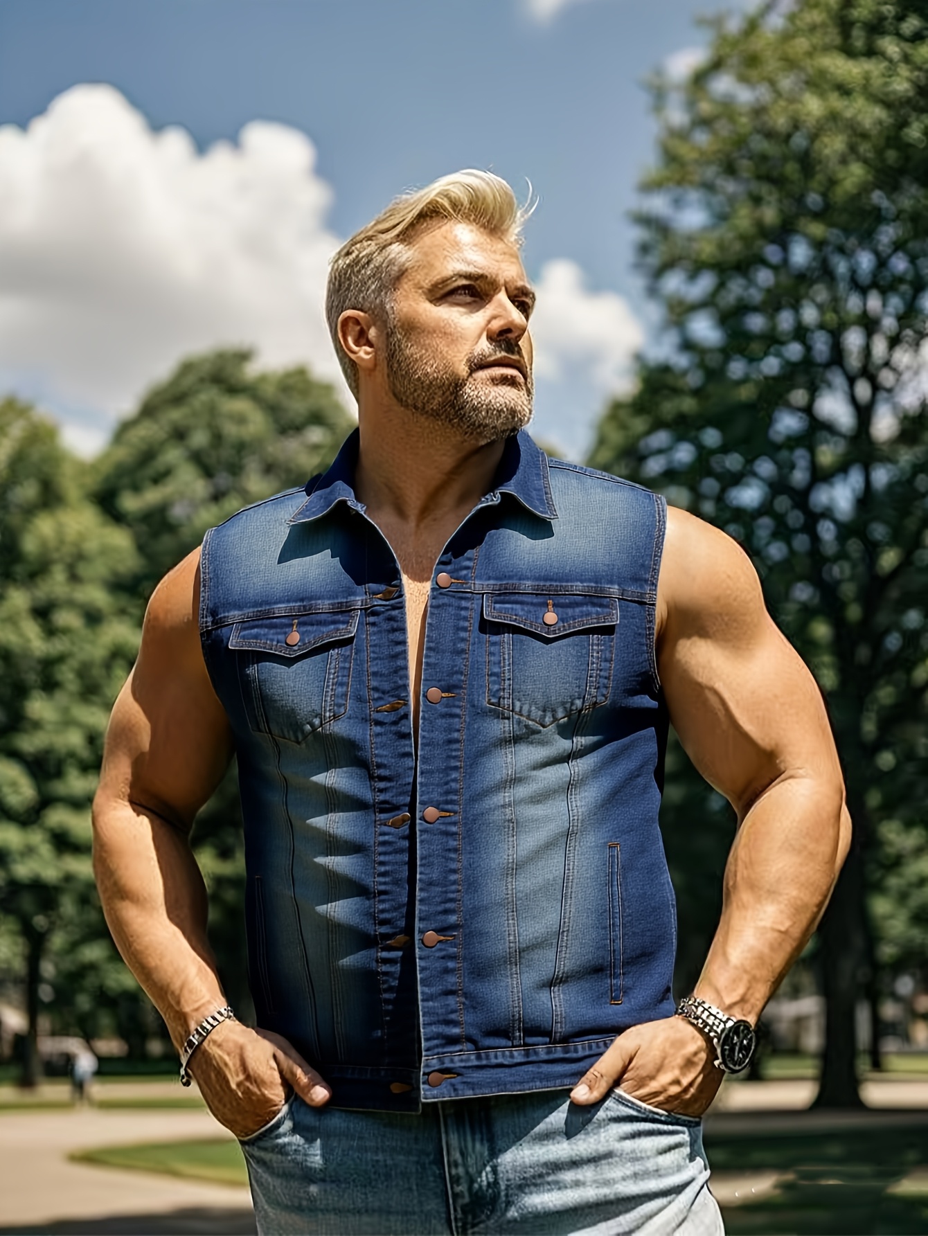 Waistcoats Mens Fashion Vest With Jeans Blue Jean Vest Mens Big And Tall  Fashion Men Denim Vest Sleeveless