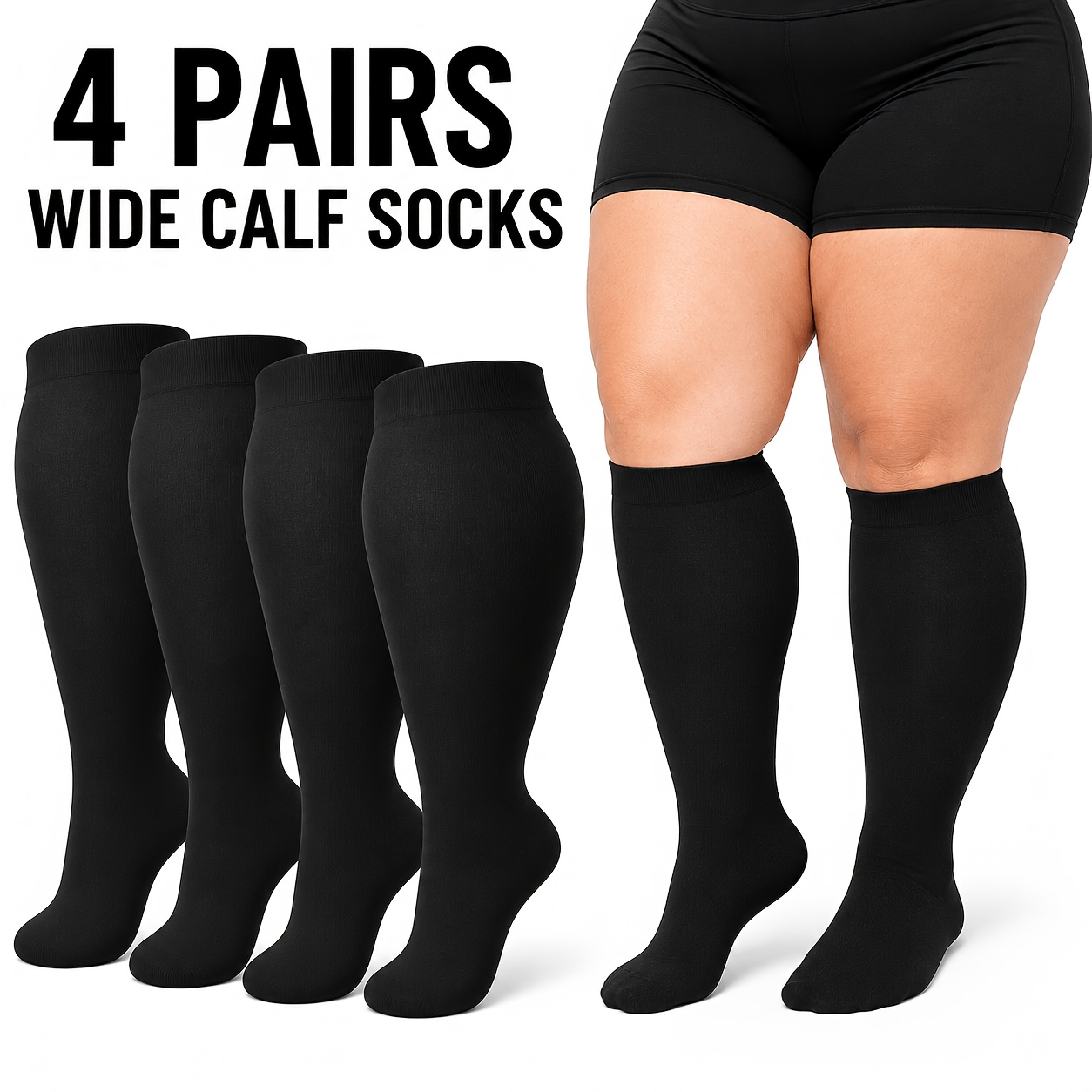 TEMU 4 Pairs Extra Large Compression Socks For Men And Women, Suitable For Hiking, Running, Fitness, Football, And Daily Wear
