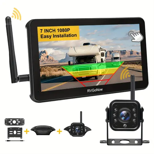 rv backup camera wireless with 7 inch touchscreen monitor for rv plug and play rear view camera clear night hd 1080p for trailer trucks camper motorhome