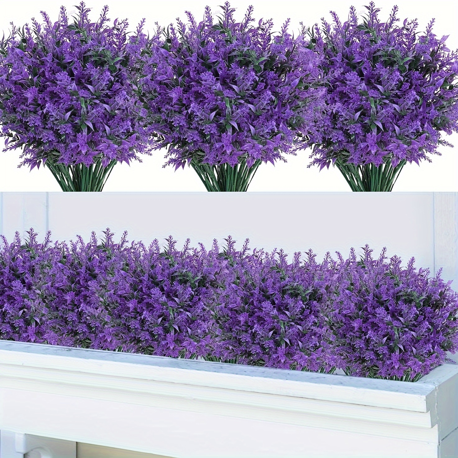 

25 Bundles Artificial Lavender Flowers Outdoors Fake Shrubs Greenery Plants Indoor Uv Resistant Plastic Faux Bouquets For Outdoor Home Garden Porch Decoration