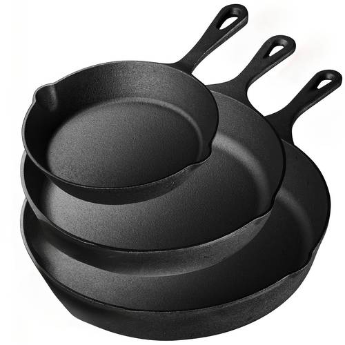 3pcs cast set 6 8 10 inch seasoning no chemical coating oven grill safe for steak campfire cooking grade sand casting