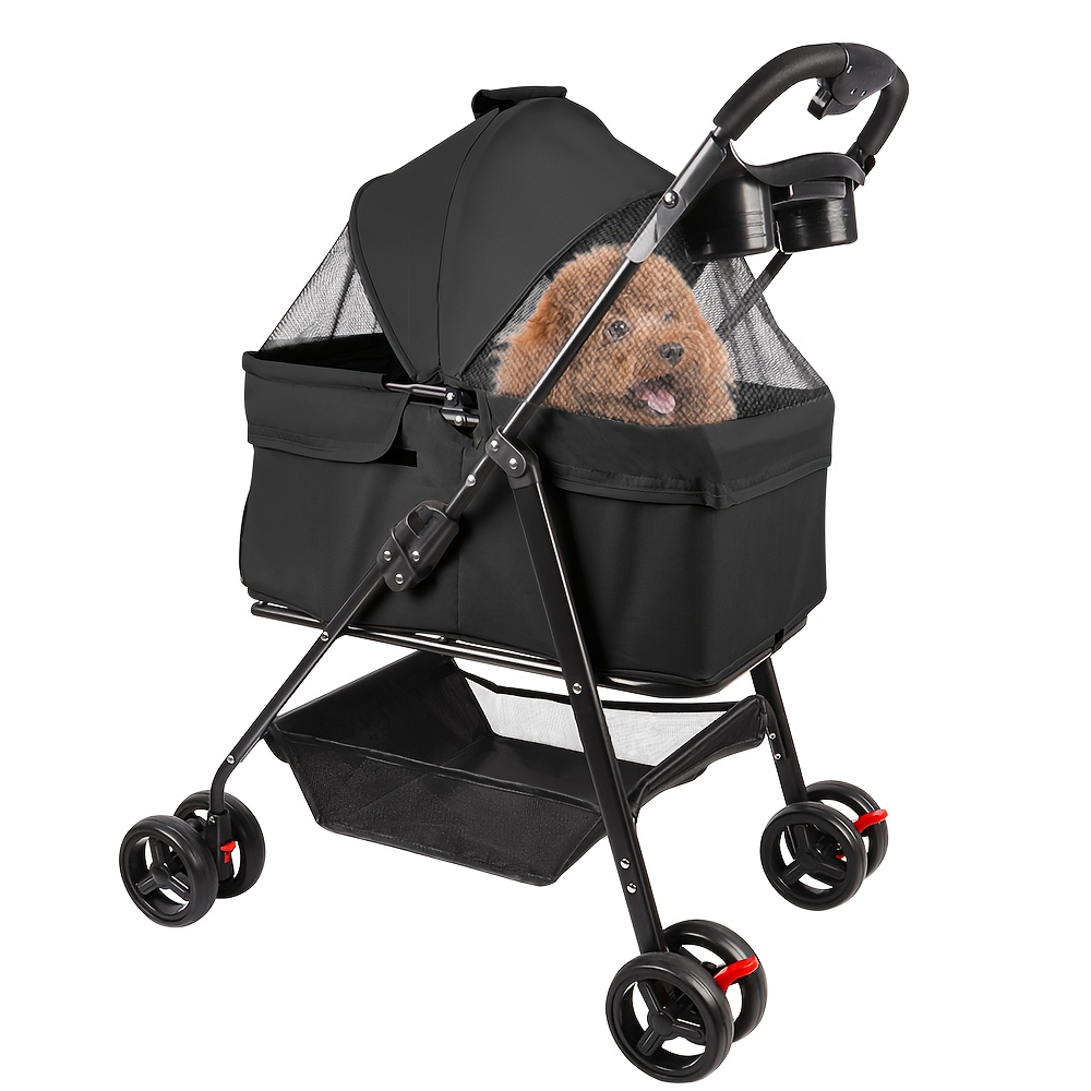 TEMU Dog Stroller, Cat Stroller, 4-wheel Pet Stroller, Foldable Pet Stroller, Foldable Dog Stroller, Suitable For Small Dogs And Elderly Dogs,