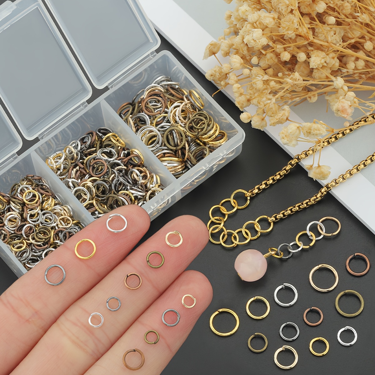 1000pcs Mixed Color Open Jump Rings for Jewellery Making
