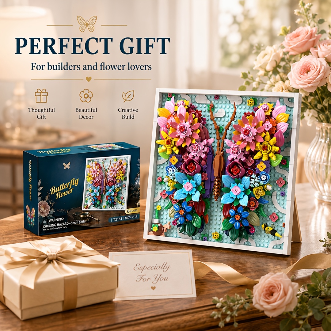 1074pcs Butterfly Floral Picture Frame Blocks