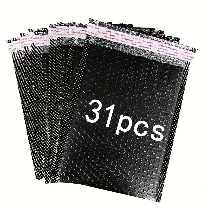 TEMU 31pcs Black Cushion Bags, 15x18+4cm - Courier Bags, Packaging Bags, Self-sealing Protective Envelopes For Jewelry, Cosmetics, And Electronics,