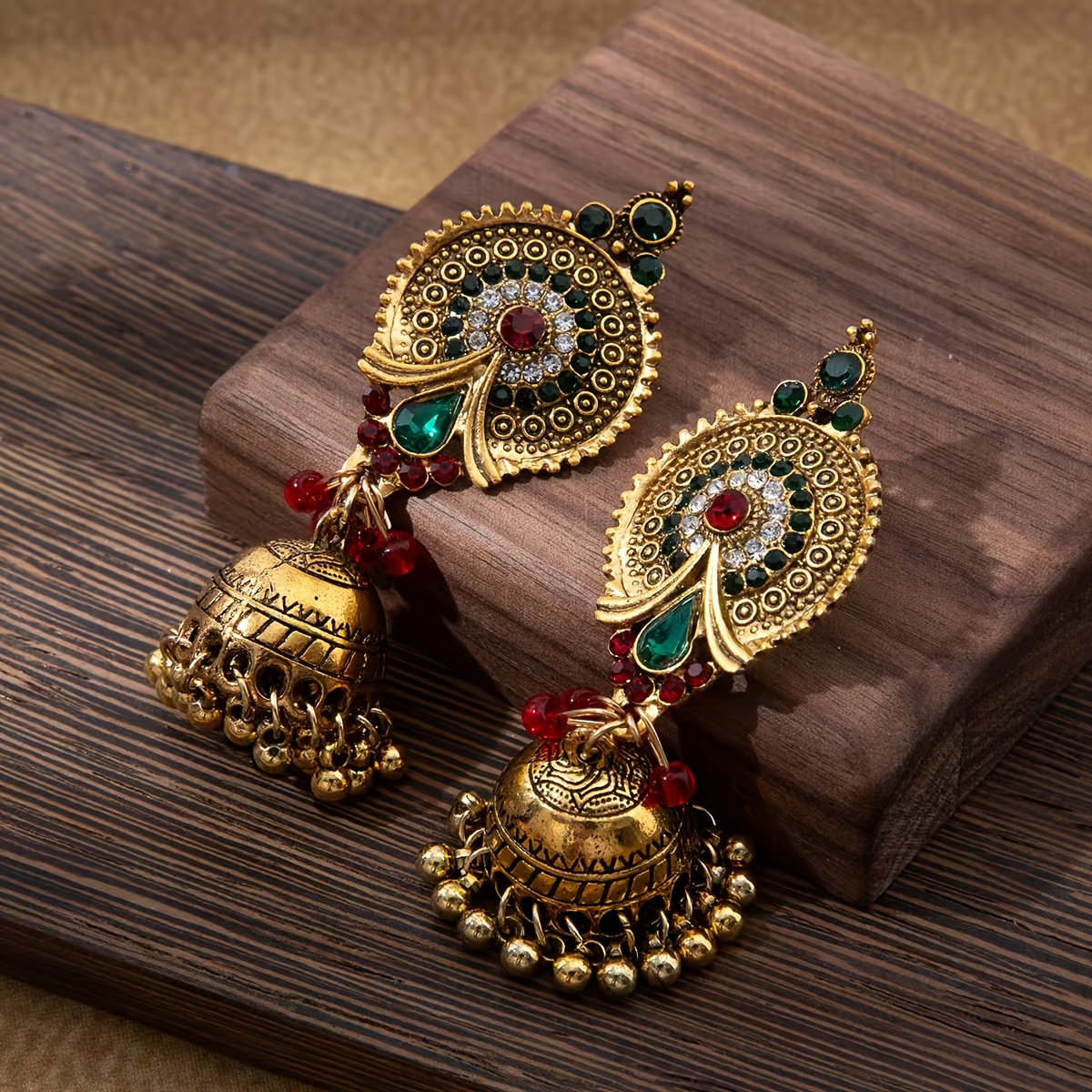 Rhinestone Inlaid Vintage Exquisite Drop Earrings, Bohemian Style