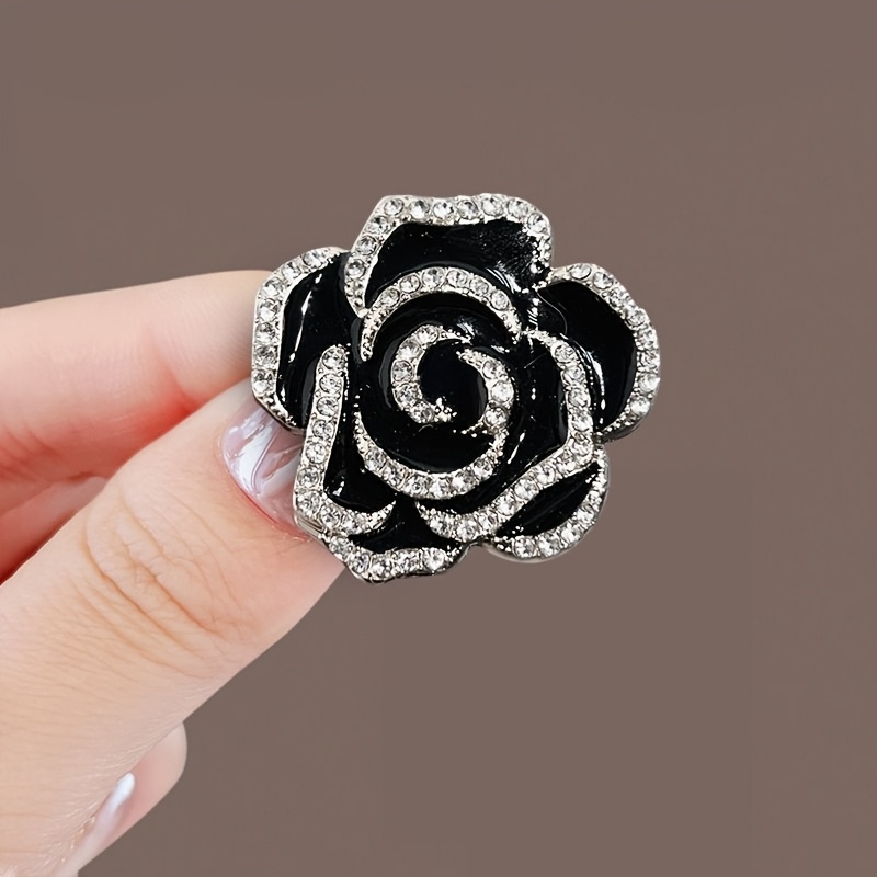 TEMU 1 broche de pétalo de cristal colorido para damas, elegante, con , corsage adecuado para abrigos, trajes, retro, exquisito, anti-exposición, pin