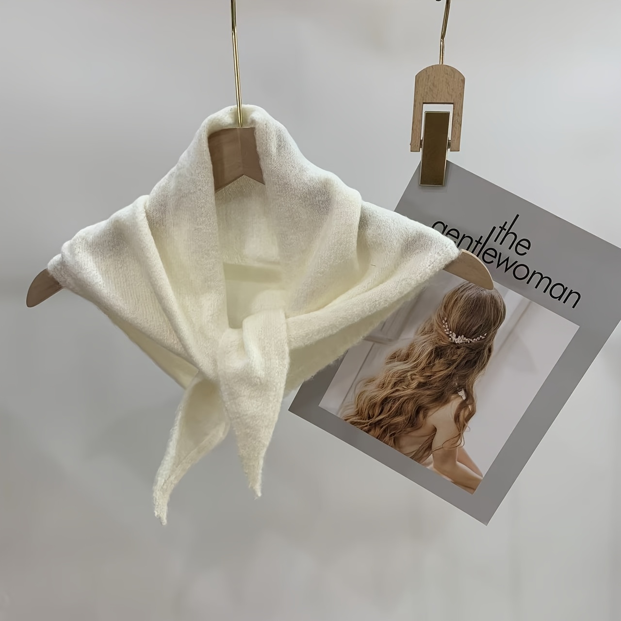 E-shop Woll-Dreieckstuch in Uni-Farbe, Premium Herbst/Winter-Schal Halswärmer, warmes Tuch, modisches kleines Tuch, Schulter-Stehkragen,