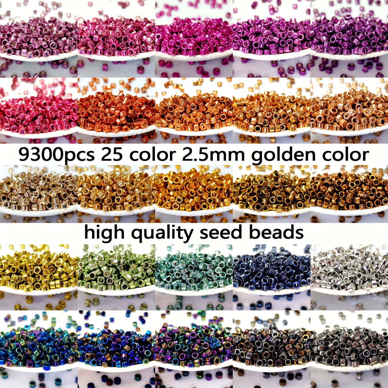 Image of 9300pcs Set Of 25 Color 2.5mm Delica Beads, Each With Uniform Opaque Solid Color Frosted Computer Machine Embroidery Beads, Handmade Diy Earrings, Bracelets, Necklaces, And Uniform French Embroidery