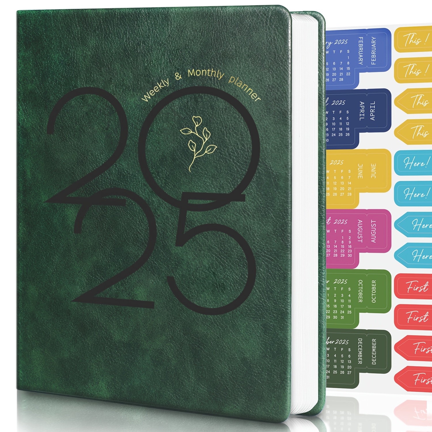 

1pc Agenda en cuir A5 2025 pour adultes - Agenda hebdomadaire et mensuel à couverture rigide avec calendrier de 365 jours, 152 pages, onglets et poche intérieure - Indispensable pour , ,