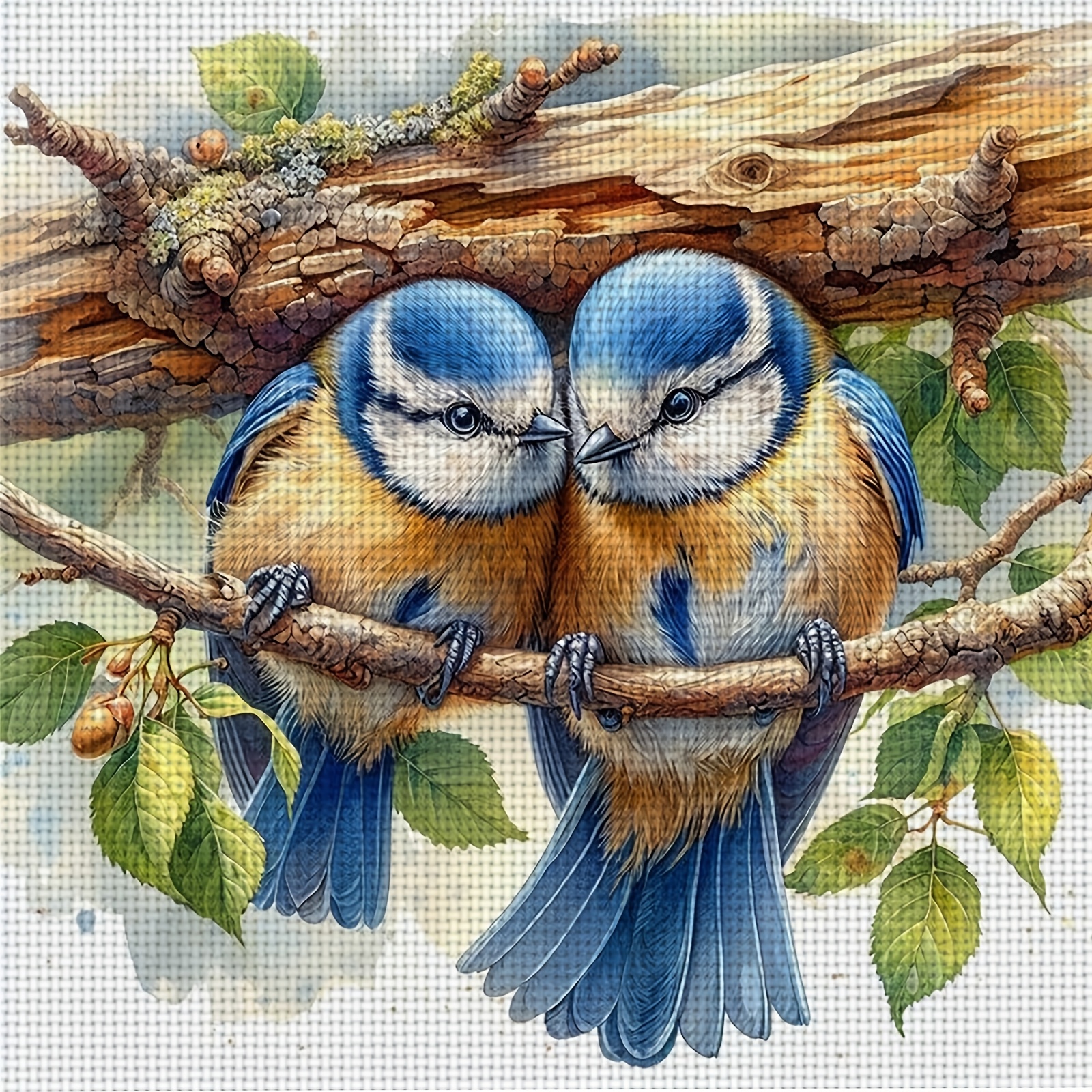 TEMU 1pc Of -level Cross- Embroidery Kit "blue And Perched On A Branch", A Cozy Small Pattern For Bedrooms, Entryway Sofa Background Wall, Study