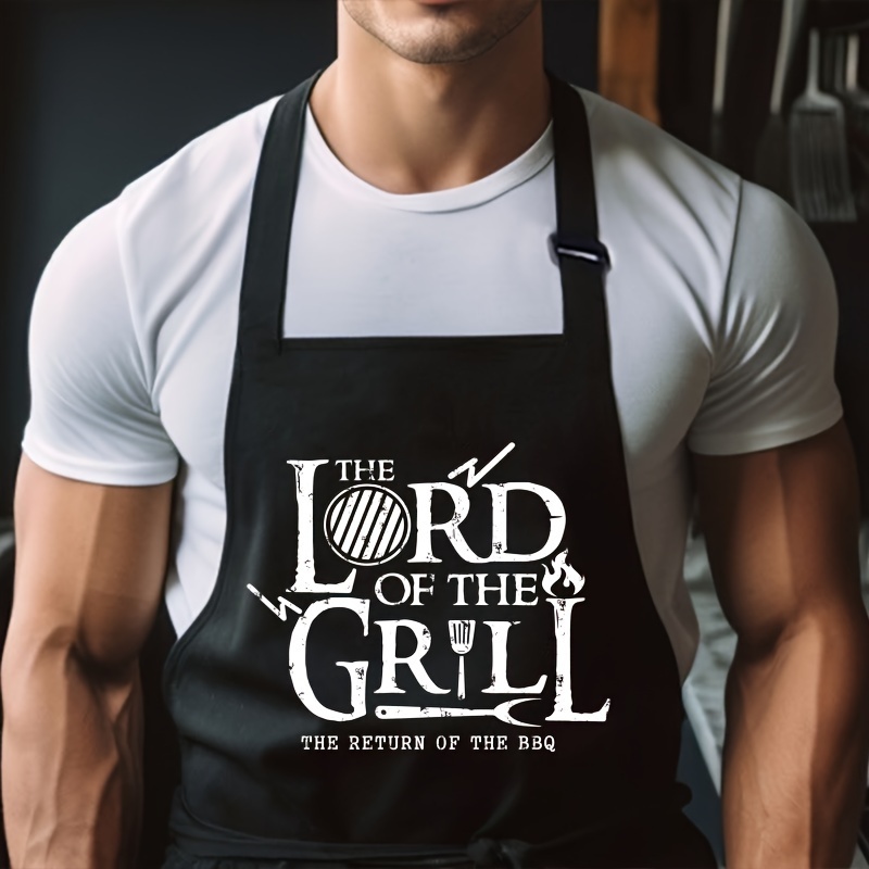 

Unisex Adjustable Polyester Apron With Pockets - "" Bbq Cooking Apron For Men And Women, Woven Fun Print Kitchen Apron, Ideal For Grilling Gardening Home Use, Fathers Day And Birthday Gift