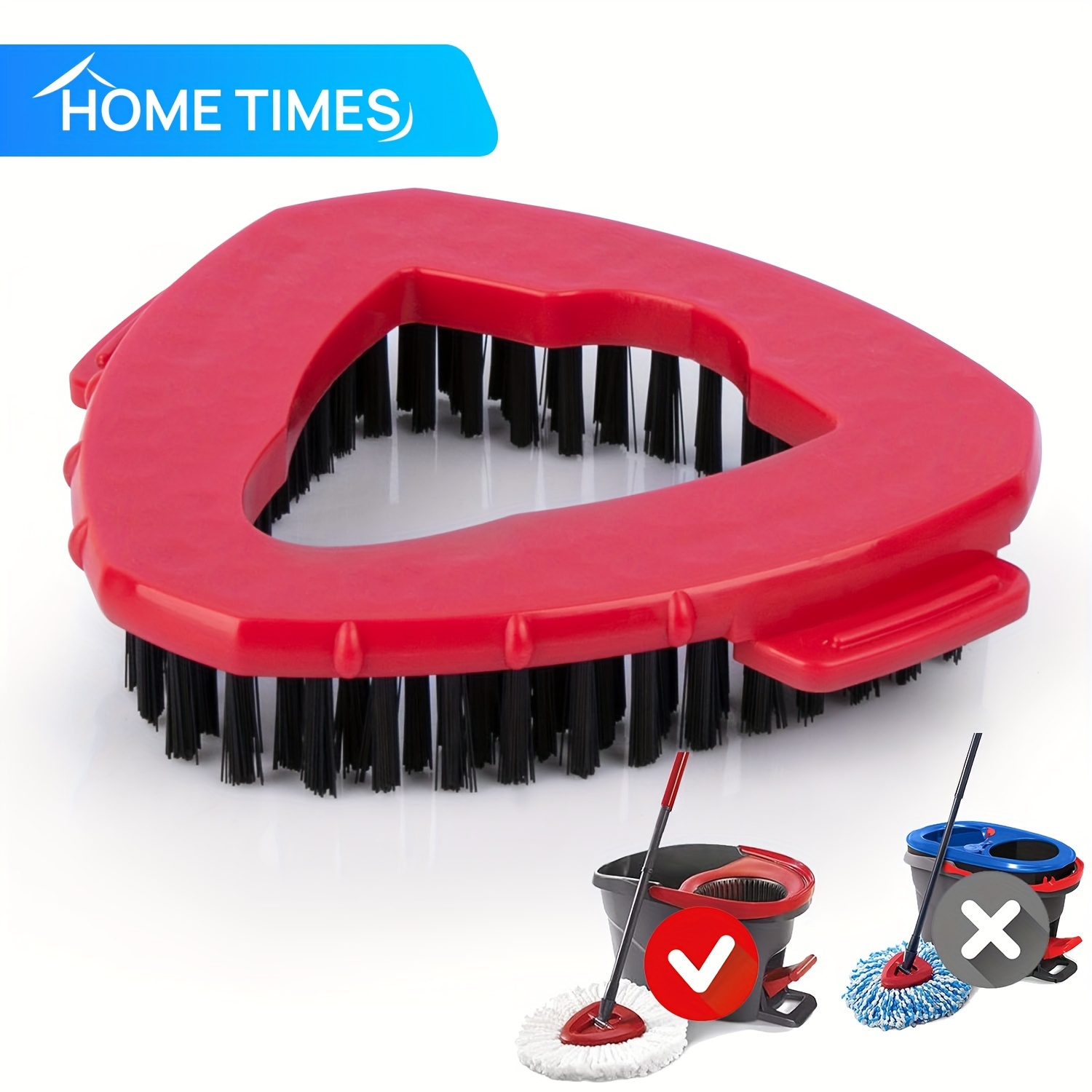 

Home Times Easywring Spin Mop Head Replacement - Durable Hard Bristle Scrub Brush For Bathroom, Kitchen Tile & Shower Floor Cleaning, Compatible With 1-tank System