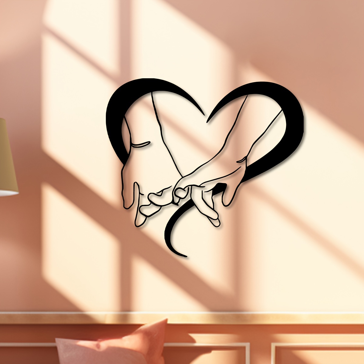 

1pc Holding Hands Metal Line Art, Lovers Wall Art Minimalist Bedroom Art, Couple Sign, Romantic Wall Art, Holding Hands Gift For Lovers