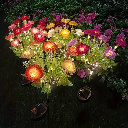 1 pack of flower lights for outdoor courtyard decoration 42 led simulation flower lights valentines day gift lawn lamp suitable for outdoor courtyard garden lawn courtyard fence driveway channel decoration