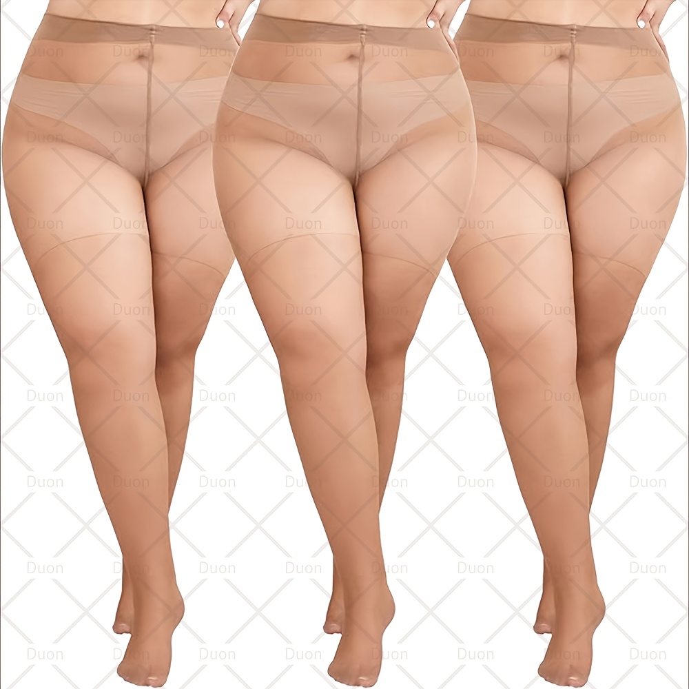 Image of 1 Pair/3 Pairs Of 300 -size Women's Transparent Leggings, Ultra-thin Tights With Reinforced Toes And High-waisted Long Stockings