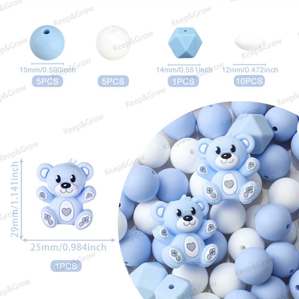 TEMU 22 Piezas de Cuentas de Silicona 3D de Osos, Perfectas para Hacer Joyería, Decorar Bolígrafos, Collares de Cuentas y Manualidades, Surtes de