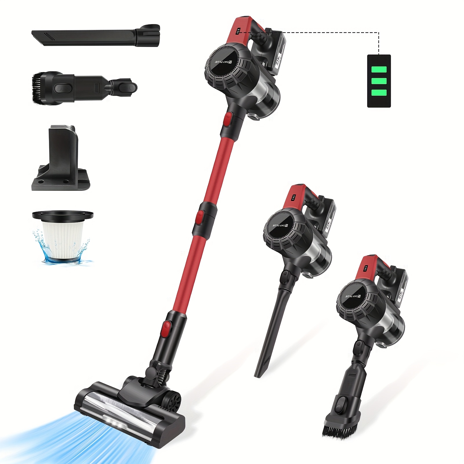 powerful 15kpa   cleaner 8 in 1 handheld vacuum with hepa filters 3000mah lithium battery lightweight quiet for   hair carpets hard floors car red black cordless cleaner cordless vacuum cleaner home cleaning   high   apartment living