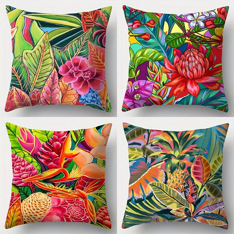 

Mexican-inspired 4pcs Throw Pillow Cover Set - Single-side Print, 17.7x17.7 Inches, Polyester, Zip Closure - Perfect For Living Room & Bedroom Decor (pillow Inserts Not Included)