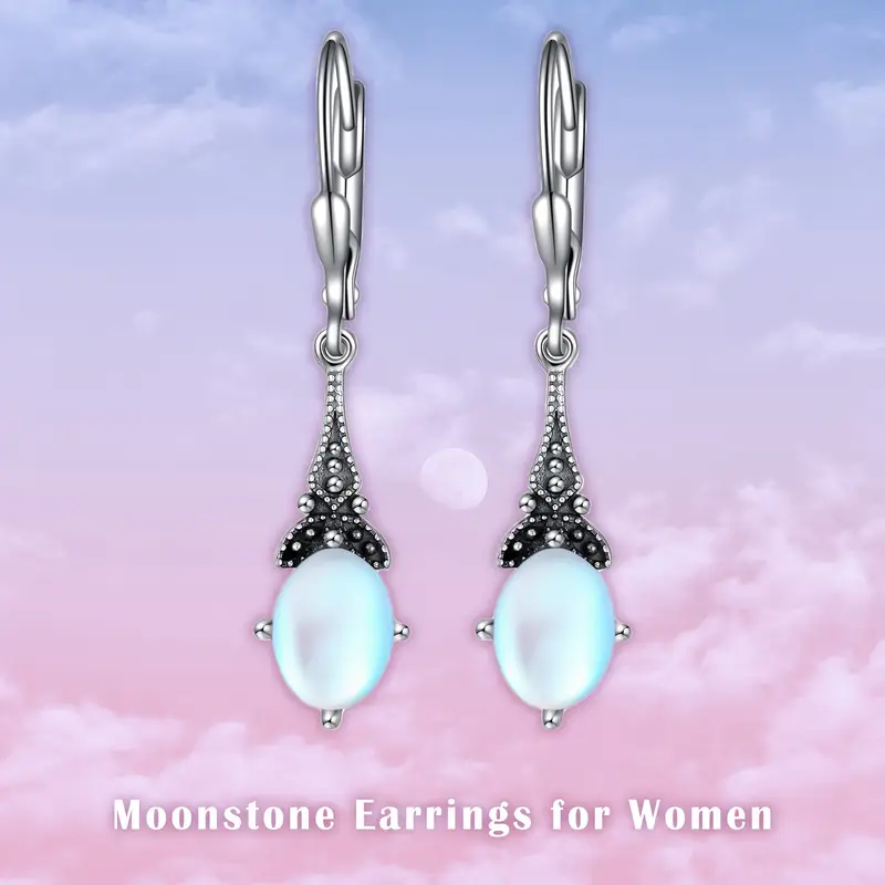 earrings 925 sterling silver vintage leverback drop dangle earrings with birthstone earrings Product details 3