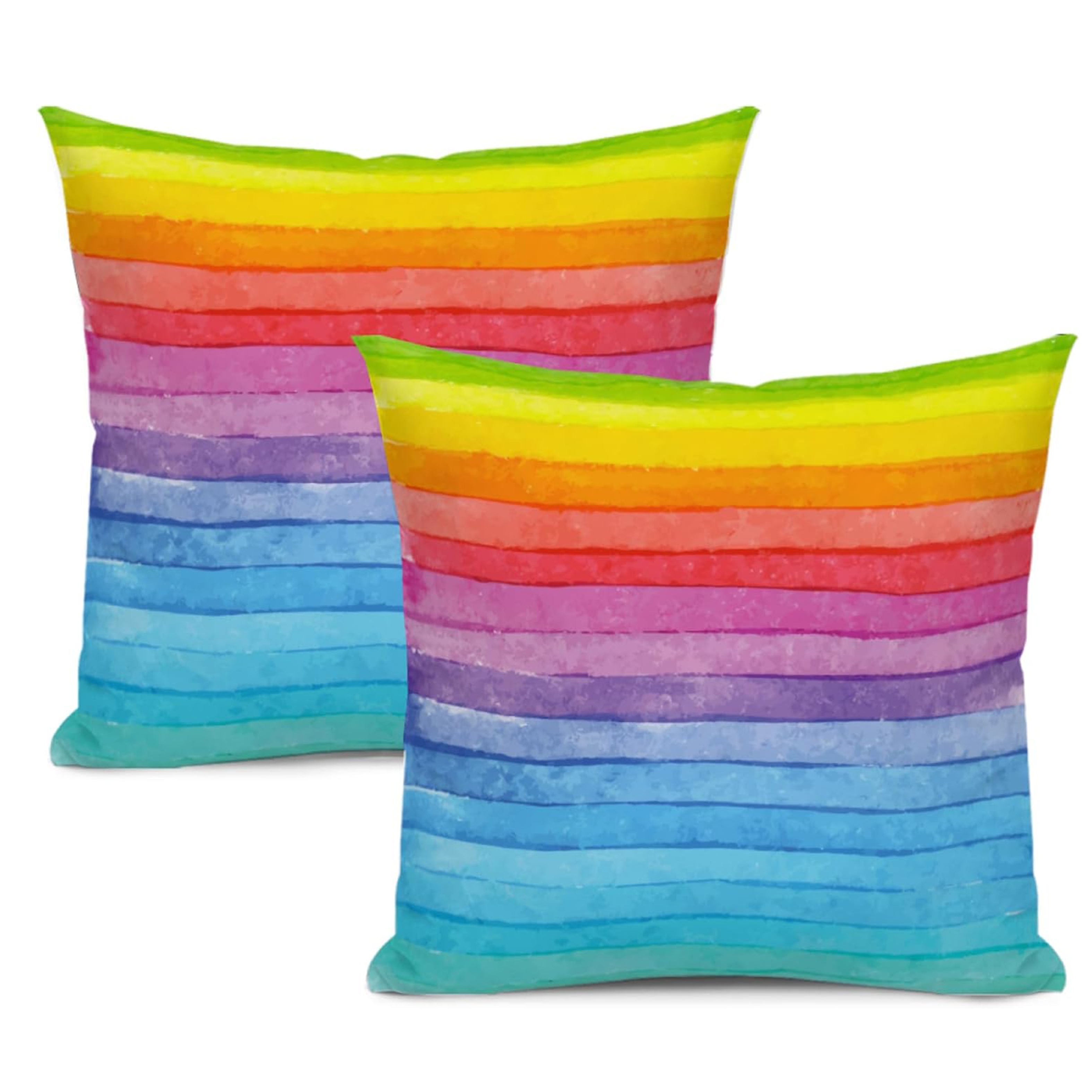 

2pcs Rainbow Polyester Throw Pillow Covers - Soft, Decorative Cushion Cases For Sofa & Bedroom, Zip Closure, Machine Washable - 16x16, 18x18, 20x20 Inches (pillow Not Included) Throw Pillows For Couch