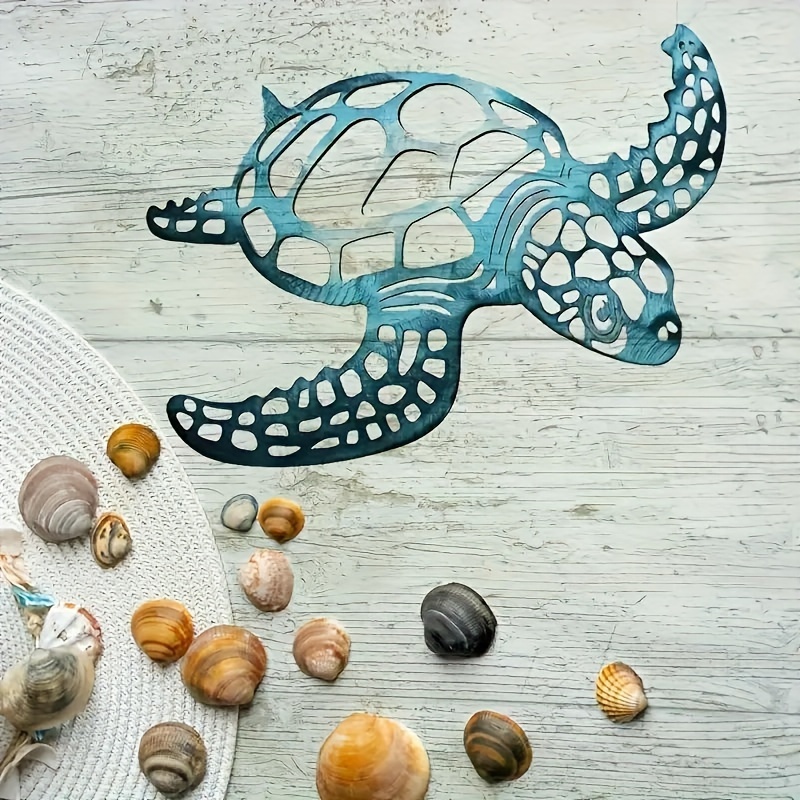 

1pcs Metal Turtle Wall Decor, Blue Home Decor Hanging, Ocean Themed Gifts Turtle Craft Supplies, Coastal Metal Wall Art Turtle Decorations For Living Room Bedroom Bathrooms
