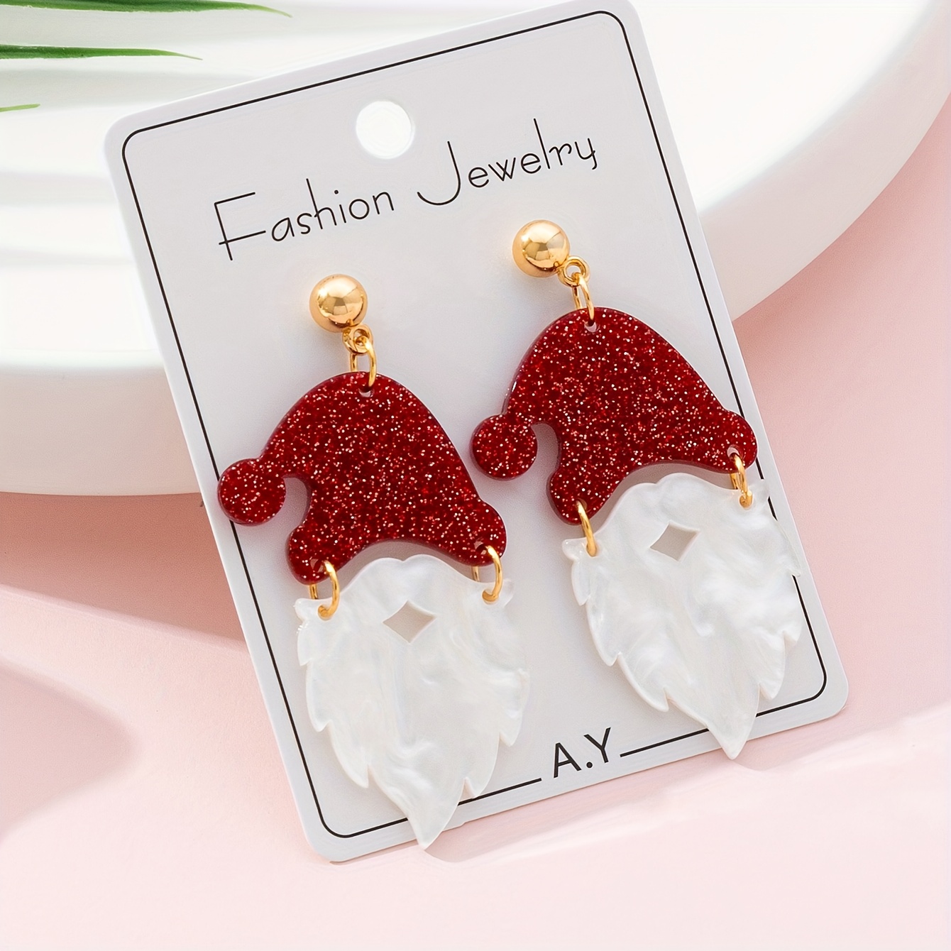 TEMU 1 paire de boucles d'oreilles pendantes tendance pour femme avec motif de Père Noël de Noël, pour les fêtes d'année
