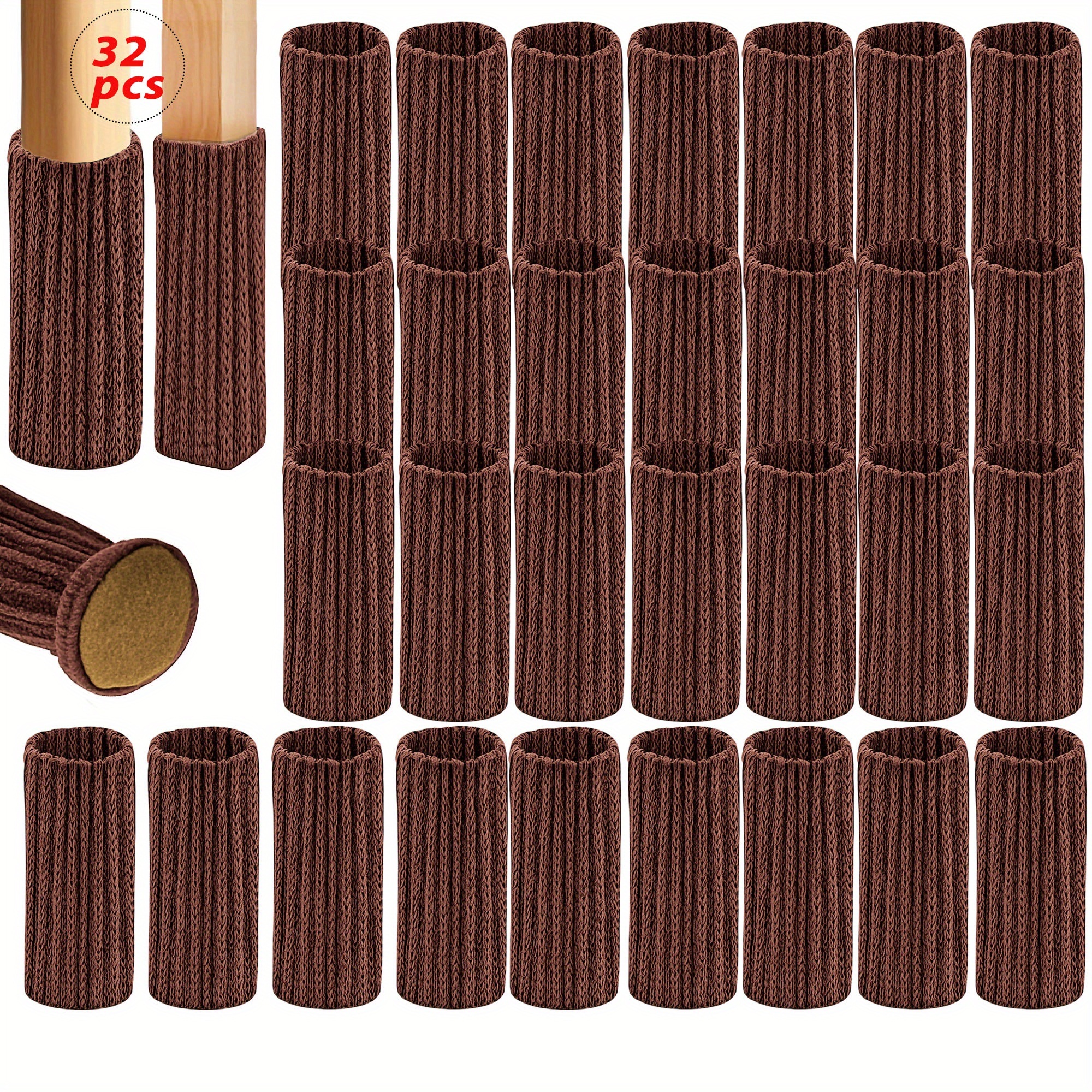 E-shop 32 Stück Stuhlbein Socken - Hochelastisches Strickdesign für kratzfreie Böden - Robuste Möbel Bodenschoner, für , Einfache Installation,