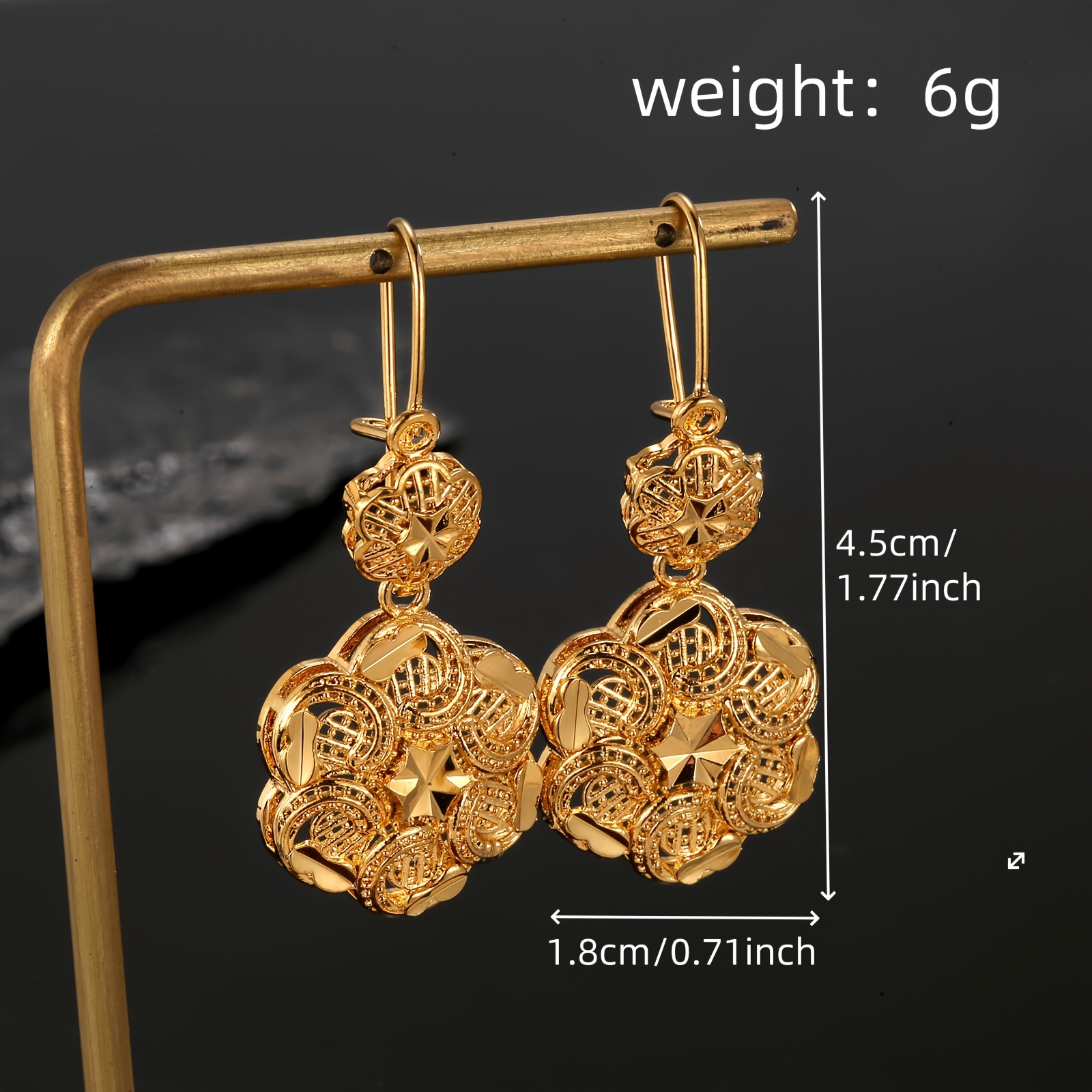 Women's Vintage 22K Gold-Plated Flower Design Earrings