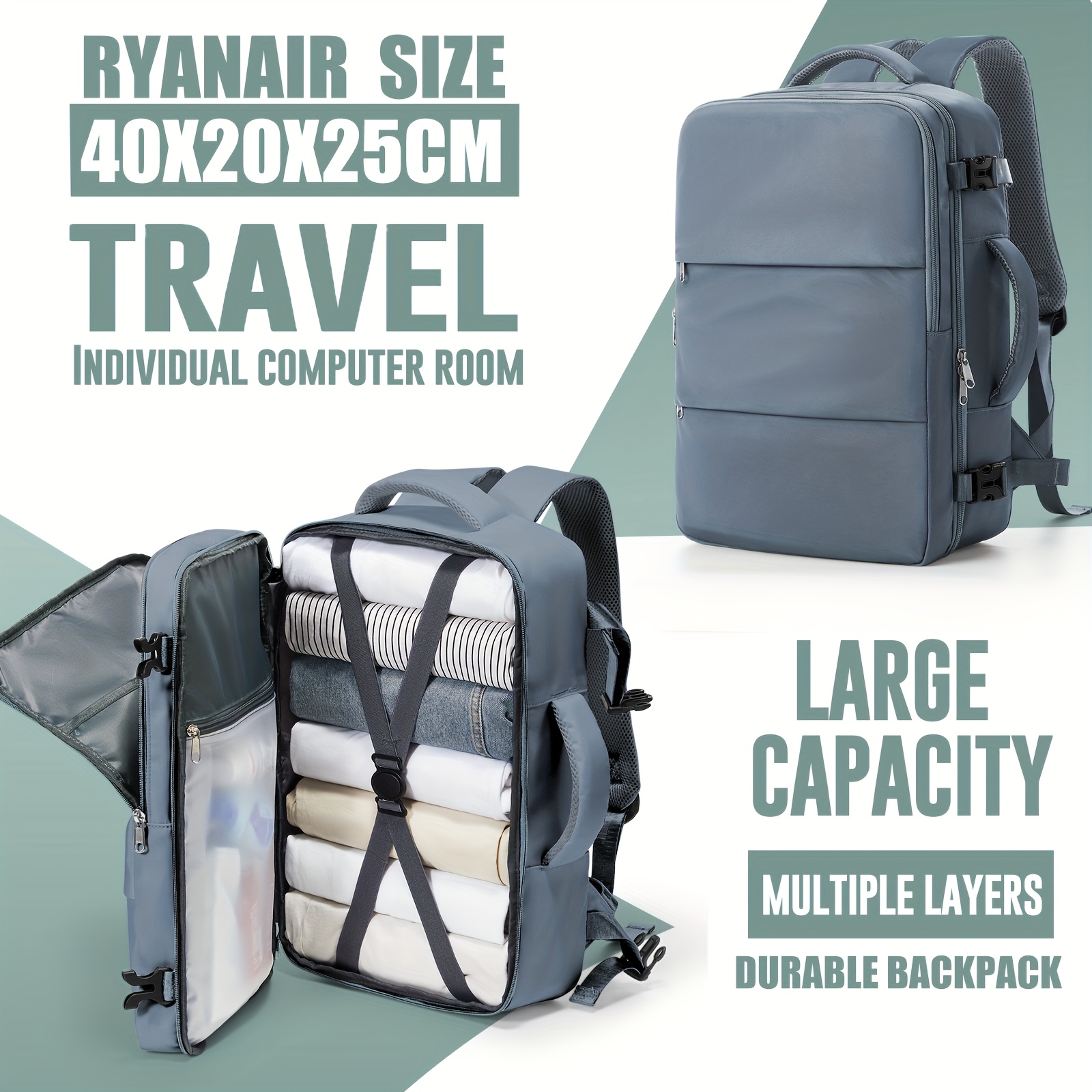 Reiserucksack Damen – Handgepäck-tauglich, Mit Schuhfach, Laptopfach & Nassfach, 42x32x20 Cm