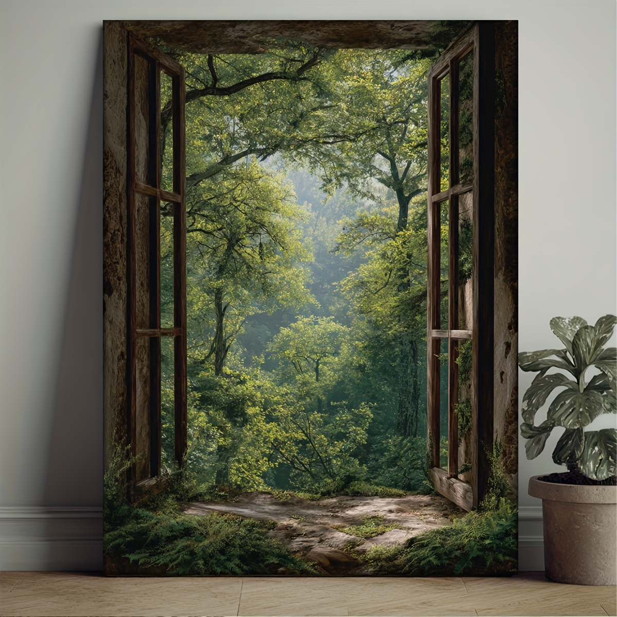 TEMU 1pc Framed -style Wall Art - Square Canvas Painting With Wrap-around Wood Frame Suitable For, Office Decor - Comic Art Print, Hook/ Installation