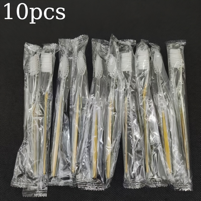 Image of 10pcs Disposable Toothbrushes. Portable Toothbrush, Soft Bristles And Individually Packaged. Ideal For Adult Oral Care, A Must-have For Business Trips, Travel, And Outdoor Activities