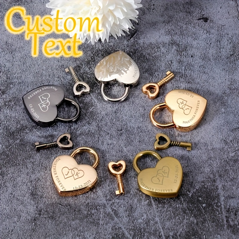 Personalized Heart-Shaped Lock with Key, Custom Initial Gift